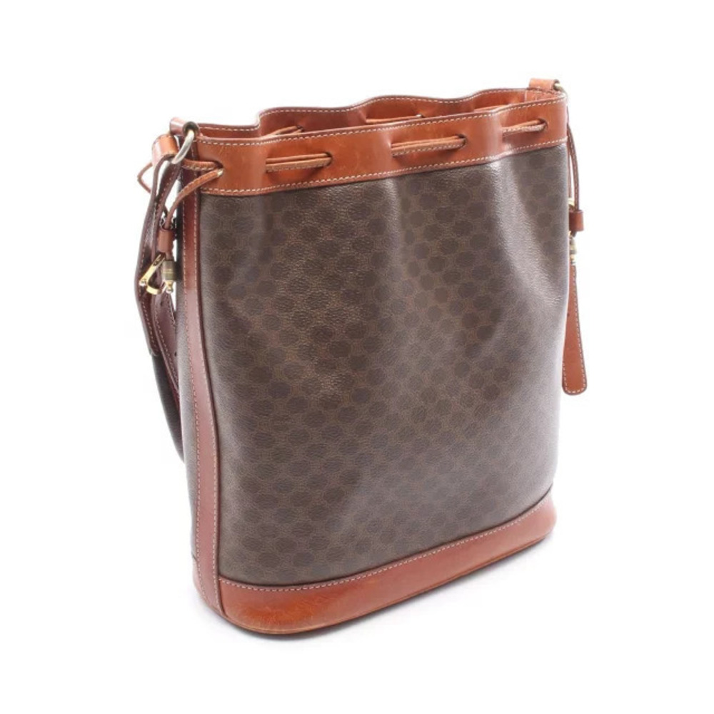 Celine Macadam Leather Canvas Brown Shoulder Bag Brown